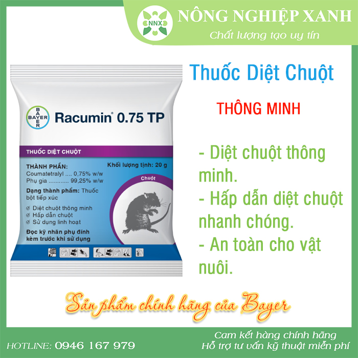 Thuốc diệt chuột thông minh RACUMIN 0,75TP 10GR